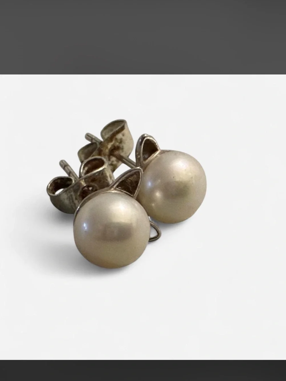 Vintage Sterling Silver Pearl Stud Earrings